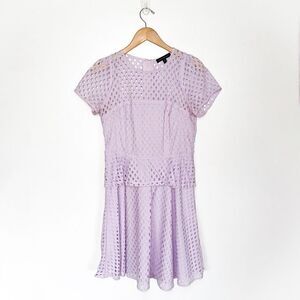Banana Republic Women’s Geo Lace and Peplum Lilac Purple Knee Length Dress
